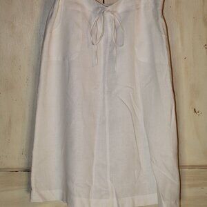 Choices white A-line linen skirt partial elastic waist tie-front w/ pockets XL